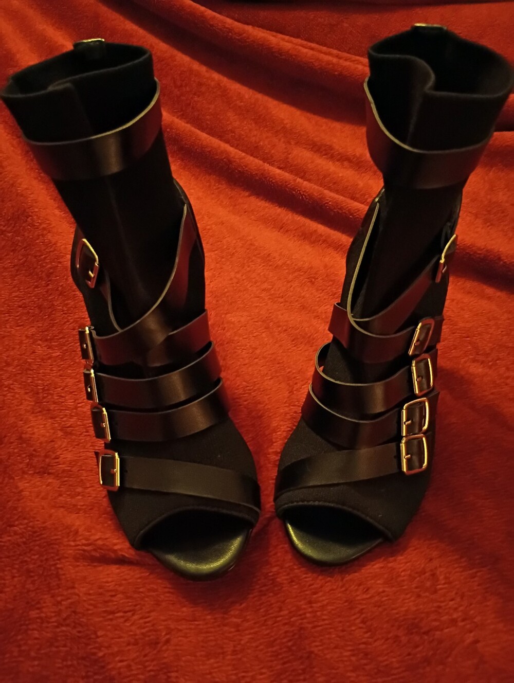 Nicole Miller Black Strappy Buckle Heel Sandals